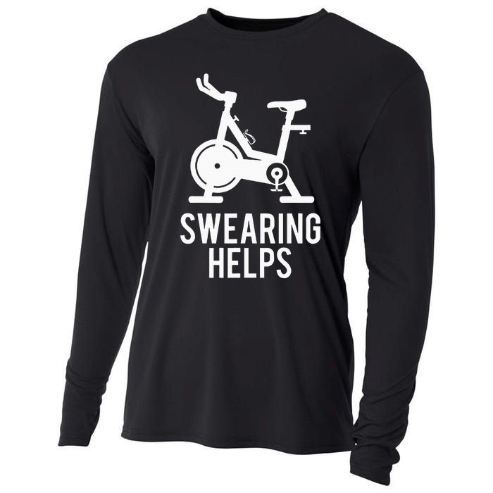 Funny Spin Class Swearing Helps Spinning Gift Gym Fitness Cooling Performance Long Sleeve Crew