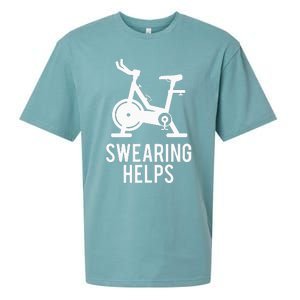 Funny Spin Class Swearing Helps Spinning Gift Gym Fitness Sueded Cloud Jersey T-Shirt