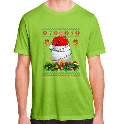 Funny Santa Claus Golf Ball Wreath Christmas Lights Xmas Pjs Gift Adult ChromaSoft Performance T-Shirt