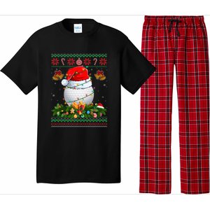 Funny Santa Claus Golf Ball Wreath Christmas Lights Xmas Pjs Gift Pajama Set