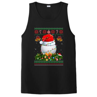 Funny Santa Claus Golf Ball Wreath Christmas Lights Xmas Pjs Gift PosiCharge Competitor Tank