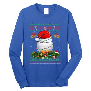 Funny Santa Claus Golf Ball Wreath Christmas Lights Xmas Pjs Gift Long Sleeve Shirt