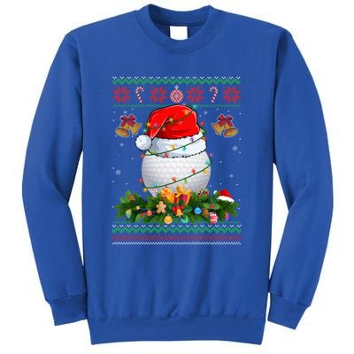 Funny Santa Claus Golf Ball Wreath Christmas Lights Xmas Pjs Gift Sweatshirt