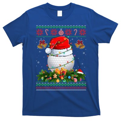 Funny Santa Claus Golf Ball Wreath Christmas Lights Xmas Pjs Gift T-Shirt