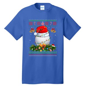 Funny Santa Claus Golf Ball Wreath Christmas Lights Xmas Pjs Gift Tall T-Shirt