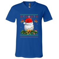 Funny Santa Claus Golf Ball Wreath Christmas Lights Xmas Pjs Gift V-Neck T-Shirt