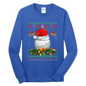 Funny Santa Claus Golf Ball Wreath Christmas Lights Xmas Pjs Gift Tall Long Sleeve T-Shirt