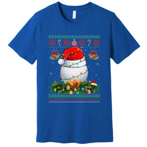 Funny Santa Claus Golf Ball Wreath Christmas Lights Xmas Pjs Gift Premium T-Shirt