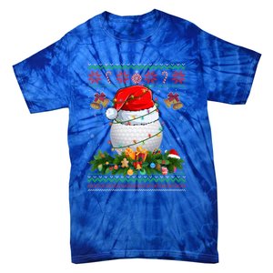 Funny Santa Claus Golf Ball Wreath Christmas Lights Xmas Pjs Gift Tie-Dye T-Shirt