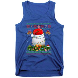 Funny Santa Claus Golf Ball Wreath Christmas Lights Xmas Pjs Gift Tank Top