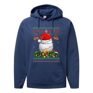 Funny Santa Claus Golf Ball Wreath Christmas Lights Xmas Pjs Gift Performance Fleece Hoodie