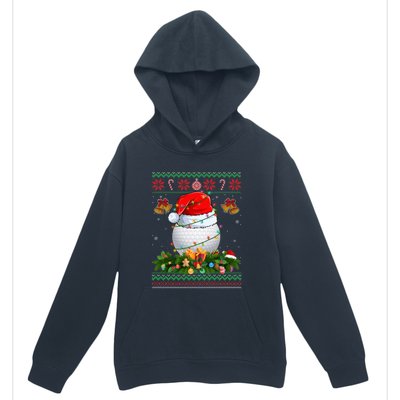 Funny Santa Claus Golf Ball Wreath Christmas Lights Xmas Pjs Gift Urban Pullover Hoodie