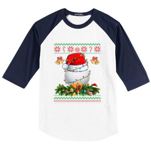 Funny Santa Claus Golf Ball Wreath Christmas Lights Xmas Pjs Gift Baseball Sleeve Shirt