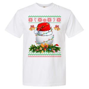 Funny Santa Claus Golf Ball Wreath Christmas Lights Xmas Pjs Gift Garment-Dyed Heavyweight T-Shirt