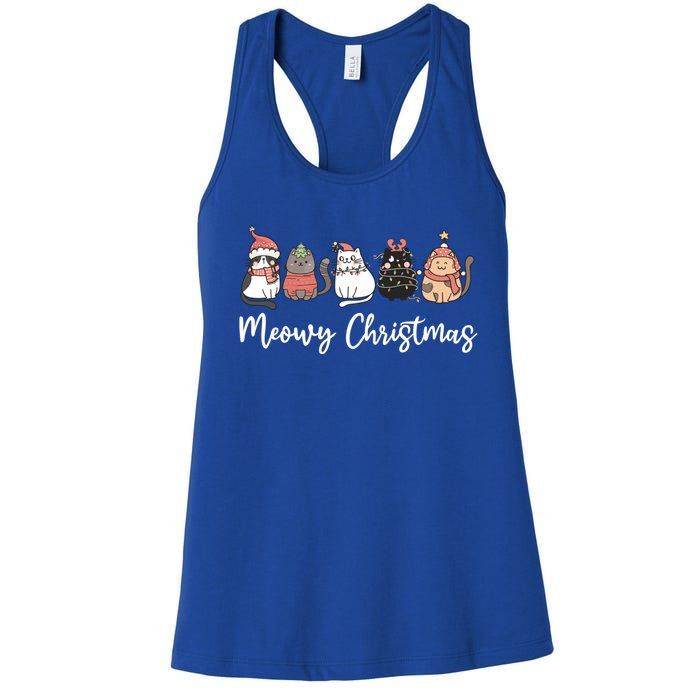 Funny Santa Cat Christmas Lights Cat Lover Xmas Cat Mom Cute Gift Women's Racerback Tank