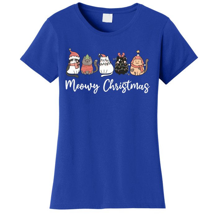 Funny Santa Cat Christmas Lights Cat Lover Xmas Cat Mom Cute Gift Women's T-Shirt