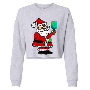 Funny Santa Claus Playing Pickleball Christmas Gift Cropped Pullover Crew