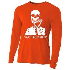 Funny Skeleton Cant Talk Im In Hell Cooling Performance Long Sleeve Crew