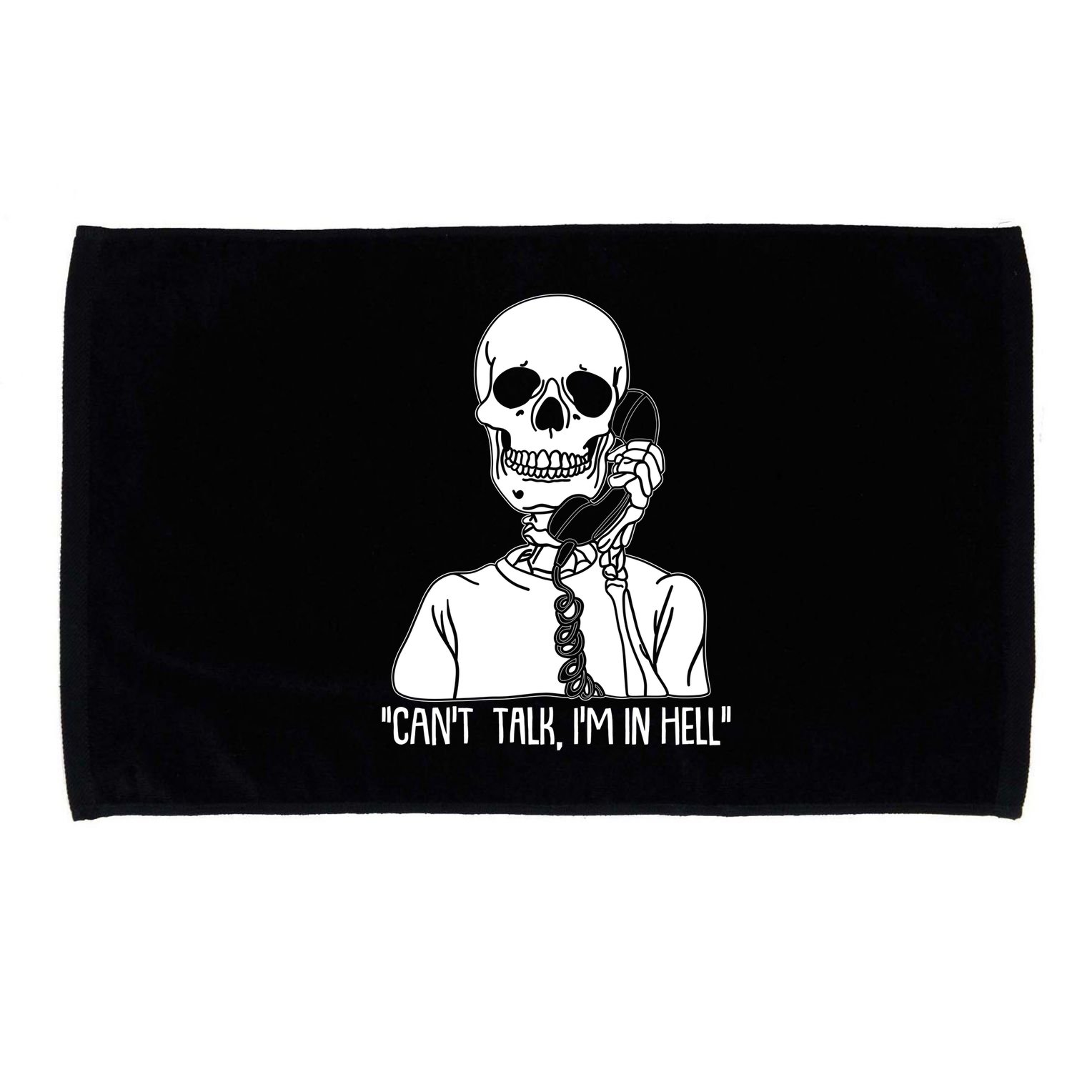 Funny Skeleton Cant Talk Im In Hell Microfiber Hand Towel