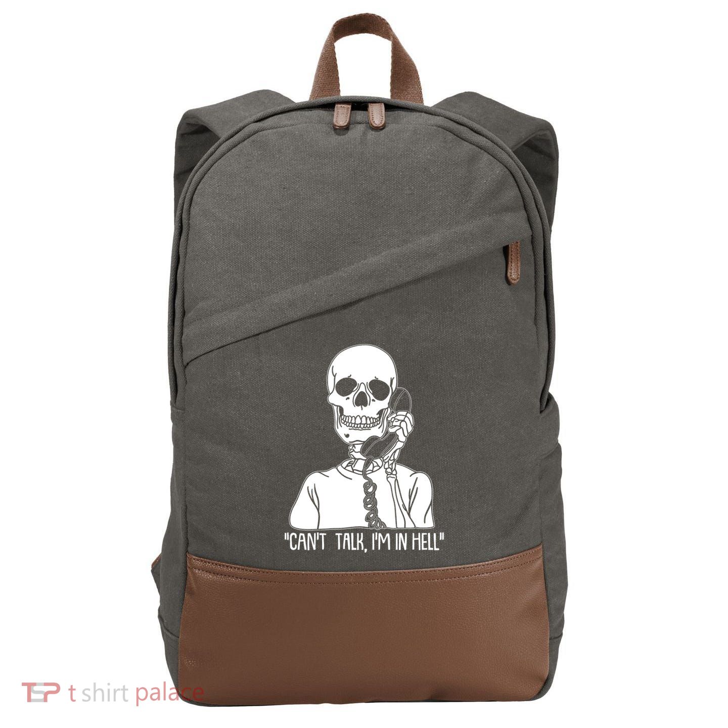 Funny Skeleton Cant Talk Im In Hell Cotton Canvas Backpack