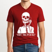 Funny Skeleton Cant Talk Im In Hell V-Neck T-Shirt