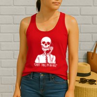 Funny Skeleton Cant Talk Im In Hell Womens Tank Top