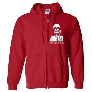 Funny Skeleton Cant Talk Im In Hell Full Zip Hoodie