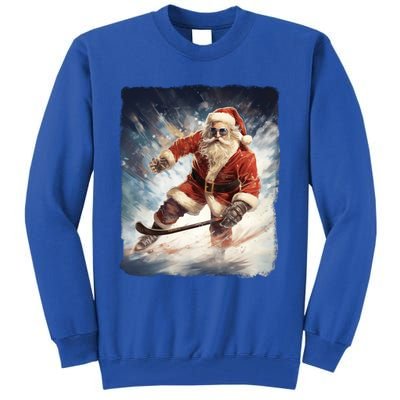 Funny Santa Clause Playing Ice Hockey Puck Xmas Pajama Gift Tall Sweatshirt