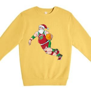 Funny Santa Claus Basketball Christmas Dribbling Cool Gift Premium Crewneck Sweatshirt