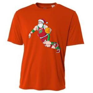 Funny Santa Claus Basketball Christmas Dribbling Cool Gift Cooling Performance Crew T-Shirt