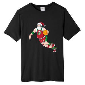 Funny Santa Claus Basketball Christmas Dribbling Cool Gift Tall Fusion ChromaSoft Performance T-Shirt