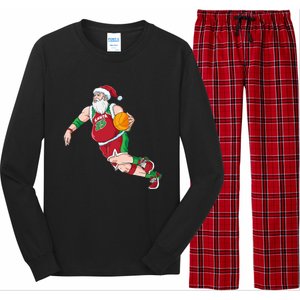 Funny Santa Claus Basketball Christmas Dribbling Cool Gift Long Sleeve Pajama Set