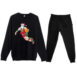 Funny Santa Claus Basketball Christmas Dribbling Cool Gift Premium Crewneck Sweatsuit Set