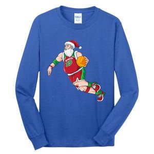 Funny Santa Claus Basketball Christmas Dribbling Cool Gift Tall Long Sleeve T-Shirt