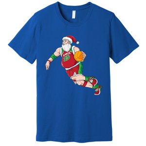 Funny Santa Claus Basketball Christmas Dribbling Cool Gift Premium T-Shirt