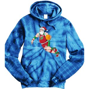 Funny Santa Claus Basketball Christmas Dribbling Cool Gift Tie Dye Hoodie