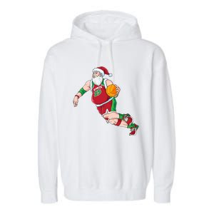 Funny Santa Claus Basketball Christmas Dribbling Cool Gift Garment-Dyed Fleece Hoodie