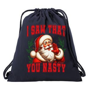 Funny Santa Claus I Saw That You Nasty Christmas Xmas Drawstring Bag