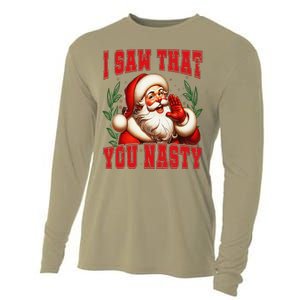 Funny Santa Claus I Saw That You Nasty Christmas Xmas Cooling Performance Long Sleeve Crew