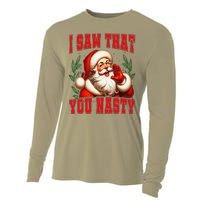 Funny Santa Claus I Saw That You Nasty Christmas Xmas Cooling Performance Long Sleeve Crew