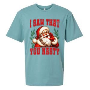 Funny Santa Claus I Saw That You Nasty Christmas Xmas Sueded Cloud Jersey T-Shirt