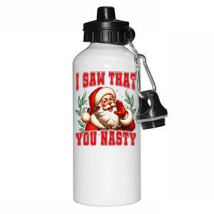 Funny Santa Claus I Saw That You Nasty Christmas Xmas Aluminum Water Bottle