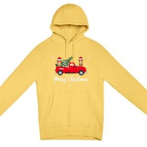 Funny Santa Claus Riding Red Truck Cockapoo Dog Christmas Gift Premium Pullover Hoodie