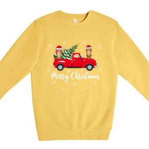 Funny Santa Claus Riding Red Truck Cockapoo Dog Christmas Gift Premium Crewneck Sweatshirt