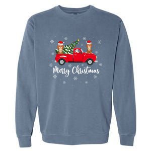 Funny Santa Claus Riding Red Truck Cockapoo Dog Christmas Gift Garment-Dyed Sweatshirt