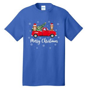 Funny Santa Claus Riding Red Truck Cockapoo Dog Christmas Gift Tall T-Shirt