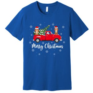 Funny Santa Claus Riding Red Truck Cockapoo Dog Christmas Gift Premium T-Shirt