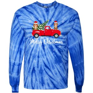 Funny Santa Claus Riding Red Truck Cockapoo Dog Christmas Gift Tie-Dye Long Sleeve Shirt