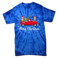 Funny Santa Claus Riding Red Truck Cockapoo Dog Christmas Gift Tie-Dye T-Shirt