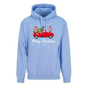 Funny Santa Claus Riding Red Truck Cockapoo Dog Christmas Gift Unisex Surf Hoodie